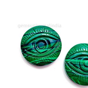 Perles de malachite sculptées à la main, motif œil porte-bonheur, pour la création de bijoux, 10x12mm, pierres de malachite sculptées à la main, perles charmes. - Product Image 5