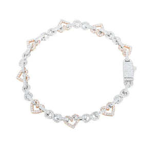 Iced Heart <b>Infinity</b> Link Gold Lab Grown Diamond Full Micro Pave Open Heart <b>Bracelet</b> Classic Style Wholesale Fine Jewelry - Product Image 3