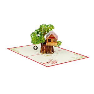 Production de cartes en papier 3D faites à la main, directement de l'usine, sur le thème de la maison dans les arbres - Product Image 3