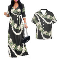Conjuntos a juego vintage unisex para parejas, vestido largo maxi informal y formal para mujer, corte ajustado, antiarrugas, transpirable, tejido sólido de verano