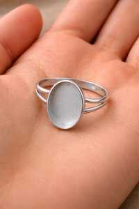 925 Sterling Silver Split Shank Bezel Semi Mount Oval 8x10mm Ring Setting Minimalist Modern Elegant Engagement <b>Wedding</b> Ring - Product Image 4