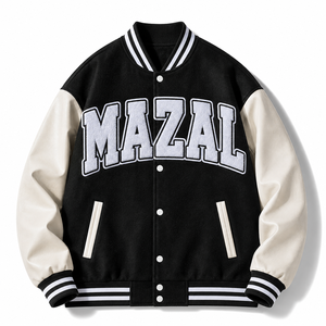 เสื้อแจ็คเก็ต Letterman แบบสั่งทำพิเศษ ตัวเสื้อผ้าฝ้าย พิมพ์ตัวอักษรหนา สำหรับแบรนด์สตรีทแวร์ จัดส่งรวดเร็ว รับผลิตแบบ Private Label - Product Image 6