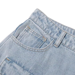 Pantalones vaqueros casuales de pierna ancha Cargo, lavado medio, corte recto, ajuste holgado, cintura media, de mezclilla, estilo urbano, venta al por mayor OEM ODM - Product Image 5