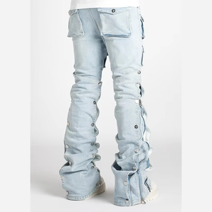 Jeans de Mezclilla para Hombre, Corte Recto, con Múltiples Bolsillos y Pliegues Decorativos, Venta al Por Mayor - Product Image 4