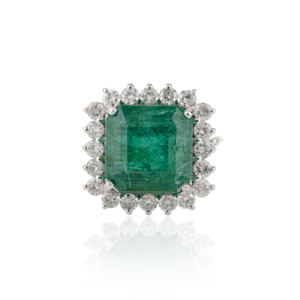 แหวนเพชรและมรกตแท้ 100% คอลเลคชั่นระดับไฮเอนด์ ดีไซน์วงแหวนแบบกลุ่ม สำหรับงานแต่งงาน ทองคำขาวแท้ 14K เครื่องประดับเจ้าสาวสุดหรู - Product Image 1