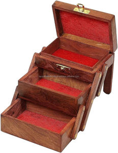 Caja de Joyería para el Hogar, Organizador de Madera, Forma Cuadrada, Color Marrón - Product Image 4