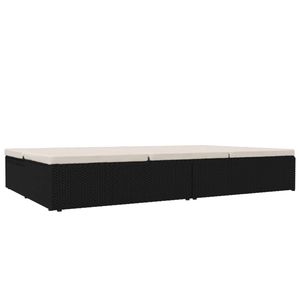 Chaise longue double pour patio en rotin PE noir, lit de repos extérieur - Product Image 5
