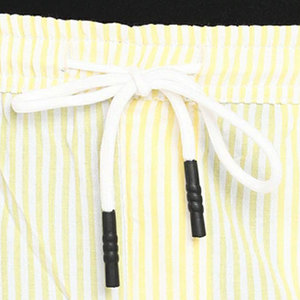 Nouveaux shorts décontractés rayés pour hommes, taille élastique avec cordon de serrage, en coton respirant, pour l'été et la plage, personnalisables avec logo - Product Image 3