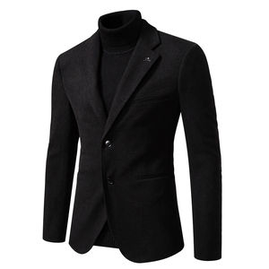 Blazer homme à simple boutonnage, coupe ajustée, veste de costume décontractée pour affaires, couleur unie, automne-hiver, avec poche - Product Image 1