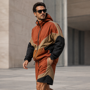 Factory Custom Men's Jacket and Shorts <b>Windbreaker</b> Set Blank Wholesale Nylon Outerwear Set Custom Logo OEM Manufacturer - Product Image 4
