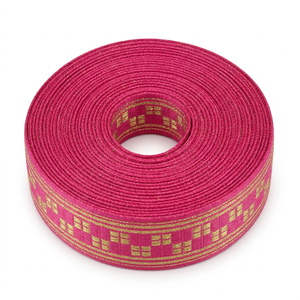 ริบบิ้นผ้าเมทัลลิกสีชมพูทองลายทองขนาด 25 มม. จากนีลคามัล อินดัสทรีส์ สำหรับตกแต่งแฟชั่น อุปกรณ์ตกแต่งงานอีเว้นท์ และงานฝีมือ - Product Image 2