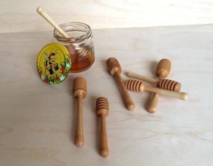Cuillères à miel en bois d'acacia, design moderne et luxueux, motif nid d'abeille, finition miroir, écologiques, durables, manche long, logo personnalisé - Product Image 4