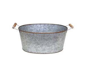 Durable Rustic Beverage Cooling <b>Tub</b> with Oval Shape and Dual Carrying Handles - Product Image 2