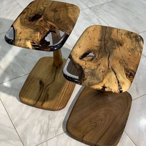 Mesa Auxiliar de Madera con Resina Epoxi Premium, Mesa Decorativa Artística Hecha a Mano, Colección de Adornos de Madera Natural - Product Image 5