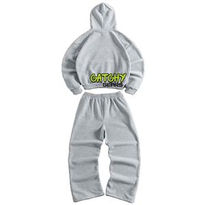 ชุดวอร์มพิมพ์ลายพัฟฟ์แบบ OEM ตามสั่ง ชุดกีฬาระบายอากาศ เสื้อฮู้ด กางเกงจ็อกเกอร์ ชุดเซ็ต - Product Image 4