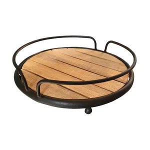 Plateau de service en laiton martelé à la main avec finition artisanale haut de gamme pour la restauration fine, l'hôtellerie et l'usage domestique – Décoration ronde de qualité supérieure - Product Image 2