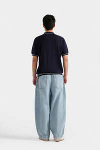 Jean en denim délavé léger pour homme, coupe ample, jambe large, bleu uni, pantalon long décontracté pour l'été - Product Image 6