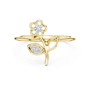 Anillo de Oro Amarillo de 14K con Diamante Cultivado en Laboratorio para Mujer |   Ropa de Fiesta |   Diamante Cultivado Nuevo - Product Image 1