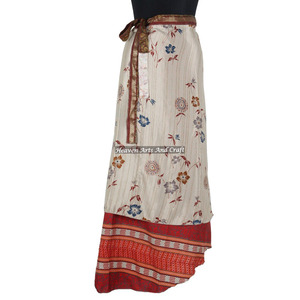 Ladies Long <b>Skirt</b> Open Waist <b>Wrap</b> Around Stylish 2 Layer Reversible Magic Silk Saris <b>Wrap</b> Long Silk <b>Wrap</b> Around <b>Skirts</b> Brazil - Product Image 2