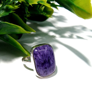 Natural Charoite Gemstone Ring Solid 925 Sterling Silver Handmade Purple Cabochon Bohemian Style Certified Statement Ring Gift - Product Image 3