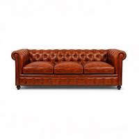 Canapé Chesterfield en cuir véritable de qualité supérieure, capitonné, 3 places, luxe, villa, écologique, hôtel, appartement