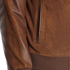 Nouvelle arrivée, veste classique pour homme, en cuir véritable suédé, coupe ajustée, veste bomber, manches en cuir véritable de haute qualité pour homme - Product Image 3