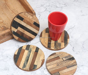 Vintage Design Wood <b>Coaster</b> Hot Sale Unique Handmade Item <b>for</b> Coffee & Tea <b>Drink</b> - Product Image 2
