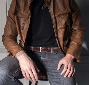 Ceinture en cuir pour homme, ceinture en cuir véritable faite à la main, ceinture classique à la mode pour le travail, les occasions professionnelles et décontractées - Product Image 4