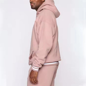 Ensemble de survêtement rose à capuche pour homme, couleur unie, décontracté, pantalon de survêtement long avec poches latérales, 100 % coton, pour l'automne - Product Image 6