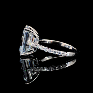 Luxury <b>emerald</b> cut lab grown diamond <b>ring</b> 14k solid yellow gold shiny polish band 1 carat engagement <b>ring</b> fine jewelry - Product Image 2