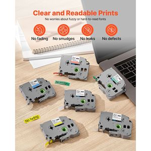 Lot de 6 recharges de rubans colorés de 0,47/12 mm pour étiqueteuse, compatibles avec divers types de remplacements P-Touch pour Brother - Product Image 1