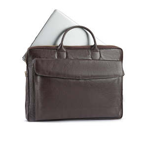 Luxury Full Grain Leather Office Laptop Bag for Men Vintage Brown Executive Messenger <b>Briefcase</b> with Zipper Closure - Product Image 5