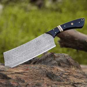 Couteau de boucher artisanal style Damas, manche ergonomique, approvisionnement en gros, hachoir à viande haut de gamme, ambidextre, étui en cuir - Product Image 1