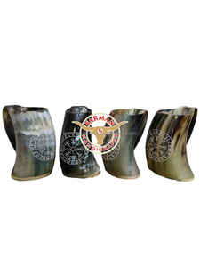 Premium <b>Extra</b> <b>Large</b> Viking Horn Tankard Polished Drinking <b>Mug</b> with Wooden Stand Eco Friendly Leakproof Camping Cup - Product Image 4