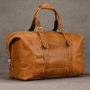 Bolsa de Viaje Unisex de Cuero Genuino con Cierre de Cremallera, Capacidad de 30-40L, Compartimento Interior, Estilo Casual - Product Image 6
