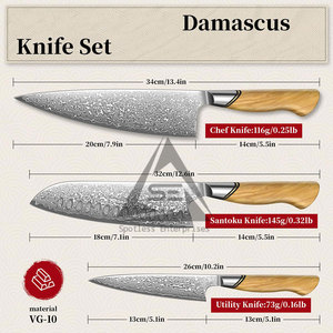 Customized Handmade Pakistan Made Damascus Chef <b>Knives</b> <b>Set</b> 67-Layer Wood Handles Right-Handed Design-OEM Service Available - Product Image 3