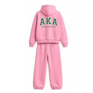 Ensemble de survêtement rose à capuche Alpha Kapa Alpha pour femme – Sweat-shirt décontracté à manches longues et pantalon avec logo imprimé sur le devant et le dos - Product Image 3