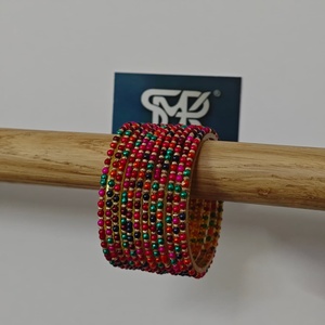 Juego de Brazaletes de Vidrio con Cuentas Multicolores de Primera Calidad, Hechos a Mano, Tradicionales, Étnicos, Indios, para Novias, Bodas, Fiestas, Joyería para Mujer - Product Image 3