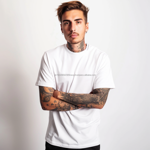 T-shirts en coton 100% personnalisés avec votre logo de marque, blancs, unis, décontractés pour hommes, vente en gros - Product Image 4