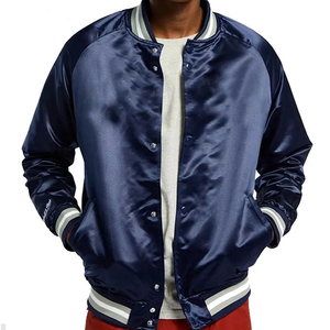 Customized Size <b>Lightweight</b> Vintage New Design Satin Bomber <b>Jacket</b> Stand Collar Winter <b>Breathable</b> <b>Waterproof</b> Satin <b>Jacket</b> - Product Image 1