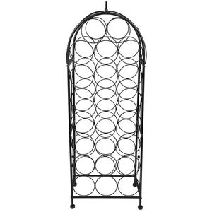 Porte-bouteilles décoratif en métal noir, design feuille et raisin, pour comptoir, rangement et présentation de 6 bouteilles de vin, pour la maison et la cuisine - Product Image 5