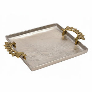 Plateaux en aluminium à poignée dorée, forme personnalisée, pour service alimentaire sur table, utilisés dans les hôtels et les mariages – Vente chaude - Product Image 6