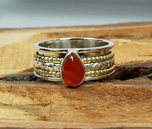 Natural Red Carnelian Pear Shape <b>Ring</b> 925 Sterling Silver Anxiety Fidget <b>Ring</b> - Product Image 5