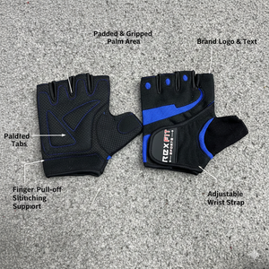 Rexfit Half Finger Gym <b>Gloves</b> Black Blue <b>Silk</b> Non-Slip Adjustable Wrist Strap for Weight Lifting Unisex - Product Image 5