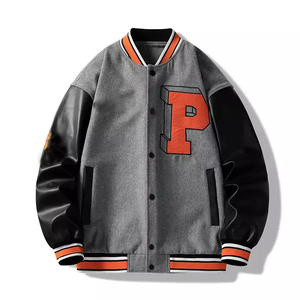 Veste universitaire pour homme verte et crème avec logo brodé et numéros 2, coupe classique, tenue décontractée pour l'automne - Product Image 5