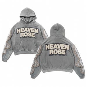 OEM Custom Graphic Oversized Acid Wash Hoodie Unisex Streetwear Puff Print <b>Patch</b> Embroidery Wholesale Y2K <b>Punk</b> Sweatshirt - Product Image 3