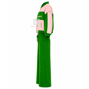 Ensemble de sport respirant personnalisé Alpha Kapa Alpha Sorority avec logo brodé sur le devant, vert rose, ensemble en molleton à manches longues pour femme - Product Image 4