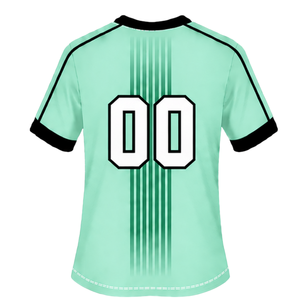 Ensemble de rugby vert menthe et noir, maillot à manches courtes col rond avec short assorti, respirant, pour entraînement d'équipe et performance sportive - Product Image 4