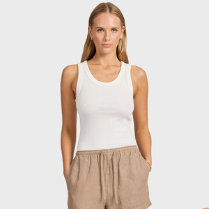 Solid Basic Streetwear Casual Custom Crop <b>Top</b> for Women Cotton Ribbed Summer Sleeveless Women's tank <b>Tops</b> - Product Image 1