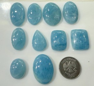 Cabujón de Aguamarina Azul Natural, Piedra Preciosa Suelta, Pulida y Lisa, para Diseño de Joyería, Cristal de Reiki para Sanación - Product Image 5